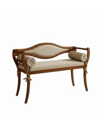 DIVANETTO IMBOTTITO IN LEGNO CON FREGI 103x38x77