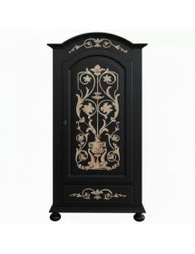 Armadio 1 porta legno shabby nero decorato 96X56X196