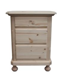 COMODINO CORTINA 3 CASSETTI LEGNO DI ABETE 50X38X65