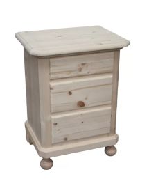 COMODINO CORTINA 3 CASSETTI LEGNO DI ABETE 50X38X65