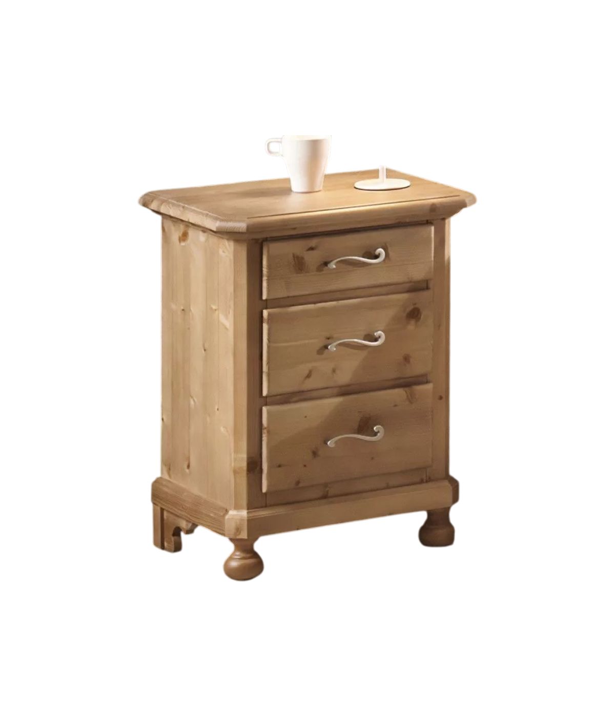 COMODINO CORTINA 3 CASSETTI LEGNO DI ABETE 50X38X65