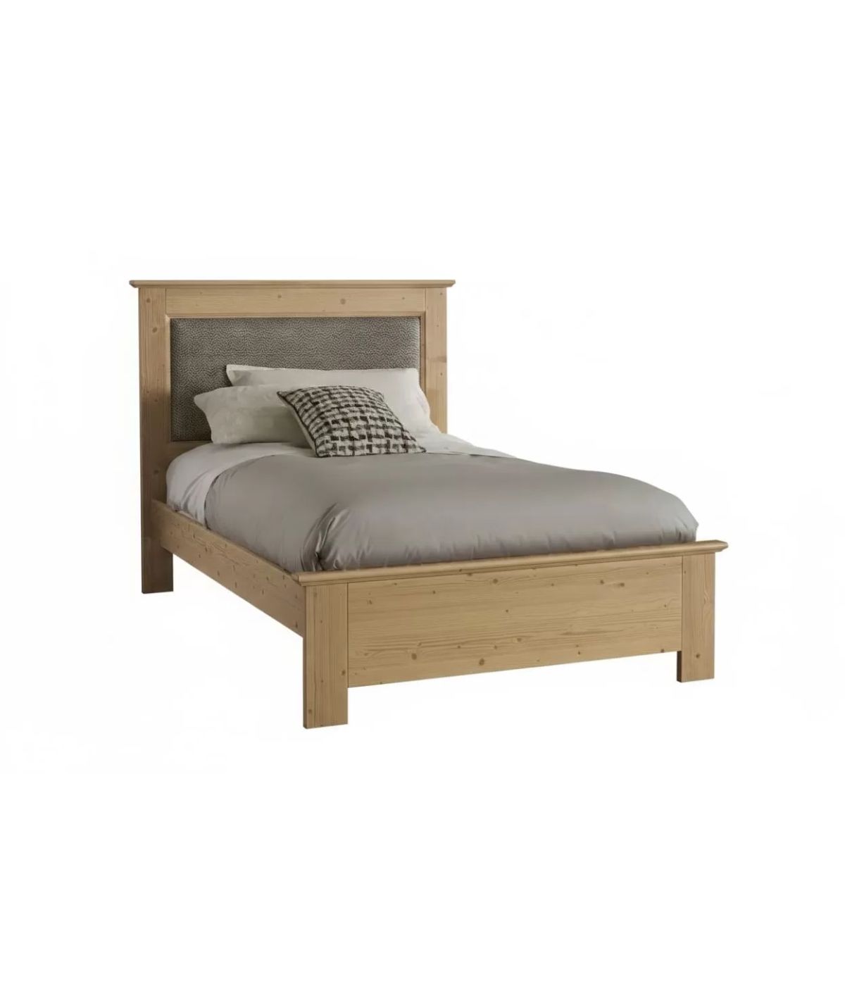 Letto singolo imbottito tessuto legno abete 110X208X124
