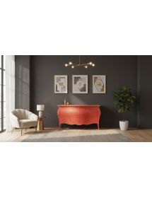 COMÒ BOMBATO CLASSICO 6 CASSETTI ARANCIONE ORO 162x58 x85 (3246)