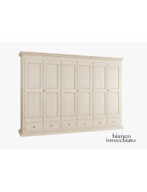 Armadio 6 porte classico in legno shabby vari colori 300x61x240
