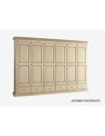 Armadio 6 porte classico in legno shabby vari colori 300x61x240