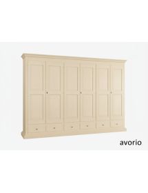 Armadio 6 porte classico in legno shabby vari colori 300x61x240