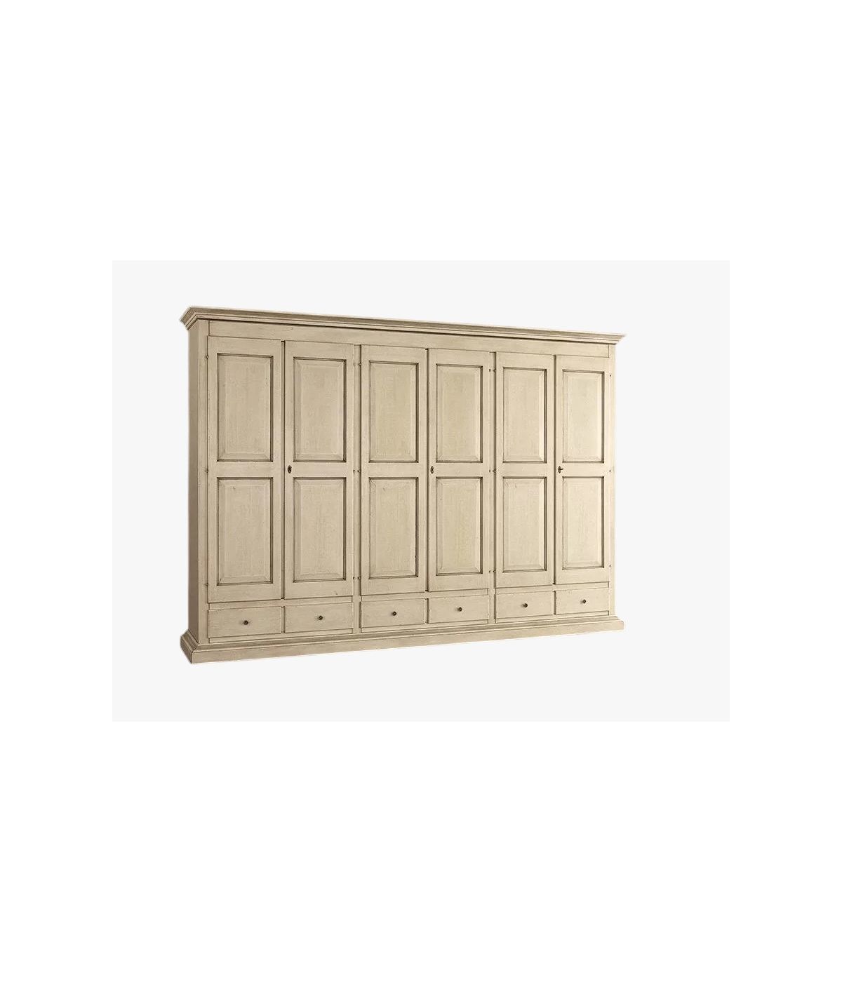 Armadio 6 porte classico in legno shabby vari colori 300x61x240