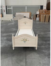 LETTO SAGOMATO SINGOLO  BIANCO FILO AZZURRO IN LEGNO 99x212x112 (1324)