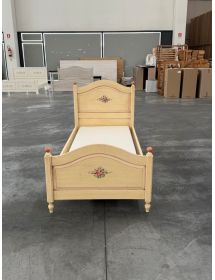 LETTO SAGOMATO SINGOLO AVORIO ANTICO/ROSA IN LEGNO 99x212x112 (1437)