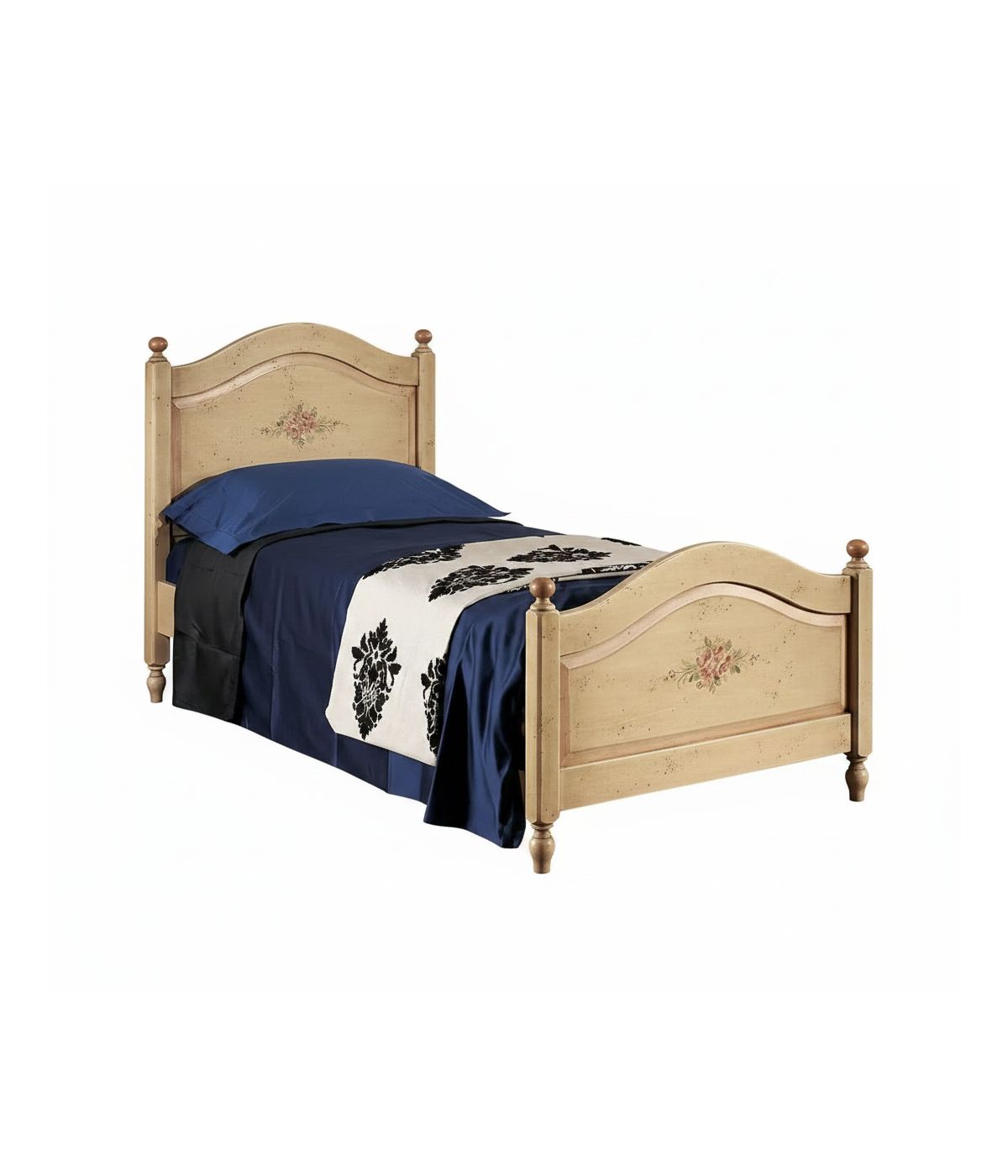 MOBILI 2G - LETTO SAGOMATO SINGOLO AVORIO ANTICO/ROSA IN LEGNO 99x212x112 (1437) vista frontale