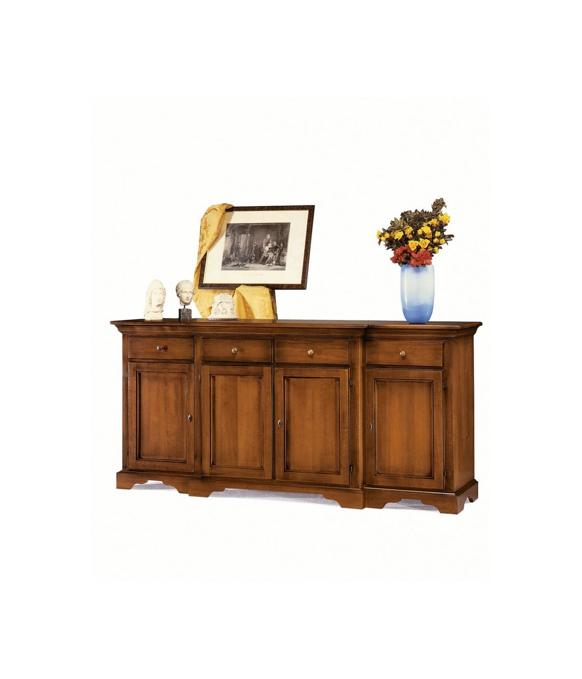 MOBILI 2G - MADIA CREDENZA ARTE POVERA 4 PORTE IN LEGNO L.200 P. 45 H.93