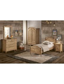 Letto cortina singolo legno di abete 98x212x111