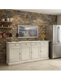 Credenza shabby chic bianco invecchiato 4 porte 205 cm