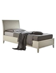 LETTO SINGOLO INTAGLIATO DECORO FOGLIA IN LEGNO MASSELLO L.99 P.208 H.120