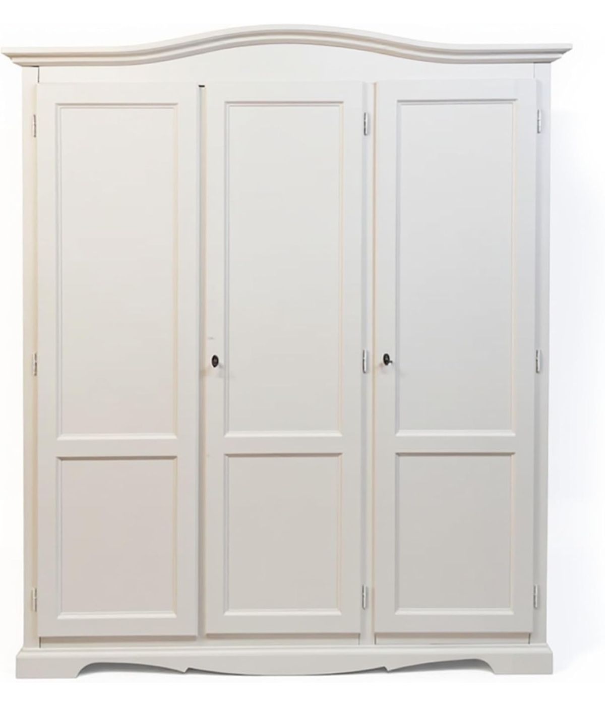MOBILI 2G - ARMADIO 3 ANTE IN LEGNO BIANCO SHABBY GENDARME 158x56x197H vista frontale