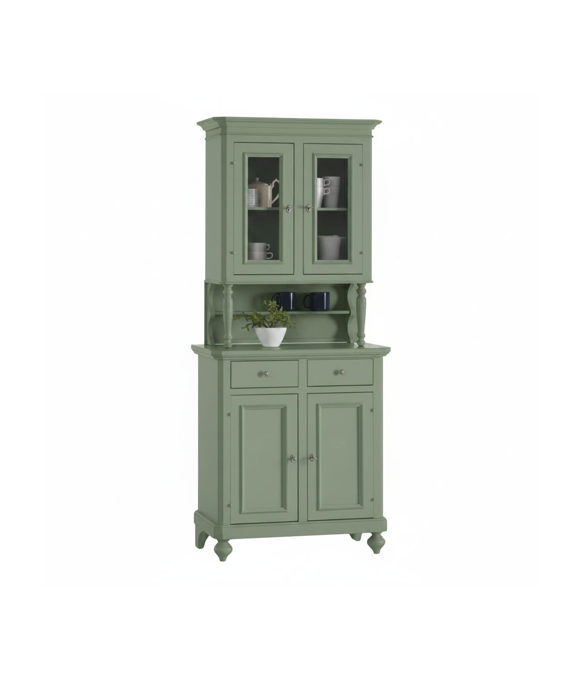 Cristalliera 2 ante napoletana arte povera in legno verde salvia 82x43x205