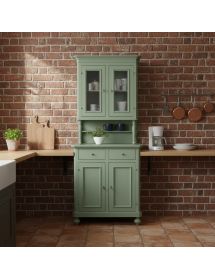 Cristalliera 2 ante napoletana arte povera in legno verde salvia 82x43x205