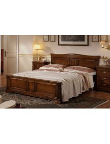 LETTO MATRIMONIALE SAGOMATO IN LEGNO MASSELLO TINTA NOCE L.176 P.210 H.125