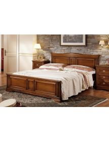 LETTO MATRIMONIALE SAGOMATO IN LEGNO MASSELLO TINTA NOCE L.176 P.210 H.125