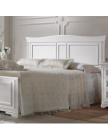 LETTO MATRIMONIALE SHABBY SAGOMATO IN LEGNO MASSELLO BIANCO L.196 P...