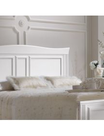 LETTO MATRIMONIALE SHABBY SAGOMATO IN LEGNO MASSELLO BIANCO L.196 P...