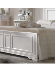 LETTO MATRIMONIALE SHABBY SAGOMATO IN LEGNO MASSELLO BIANCO L.196 P...