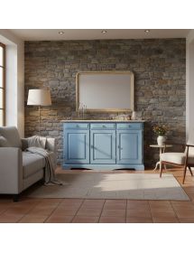 MADIA CREDENZA 3 PORTE IN LEGNO LACCATO CARTA DA ZUCCHERO L.156 P.42 H.85