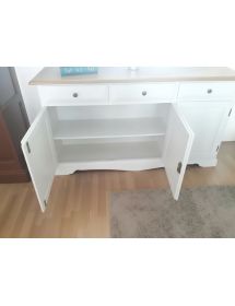 MADIA CREDENZA 3 PORTE IN LEGNO LACCATO BIANCO OPACO L.156 P.42 H.85