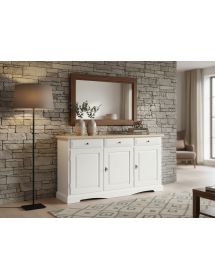 MADIA CREDENZA 3 PORTE IN LEGNO LACCATO BIANCO OPACO L.156 P.42 H.85
