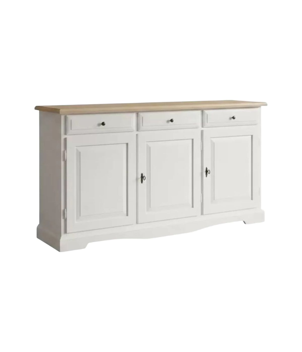 MADIA CREDENZA 3 PORTE IN LEGNO LACCATO BIANCO OPACO L.156 P.42 H.85