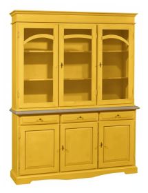 CRISTALLIERA 3 ANTE LEGNO LACCATO GIALLO 156X42X205