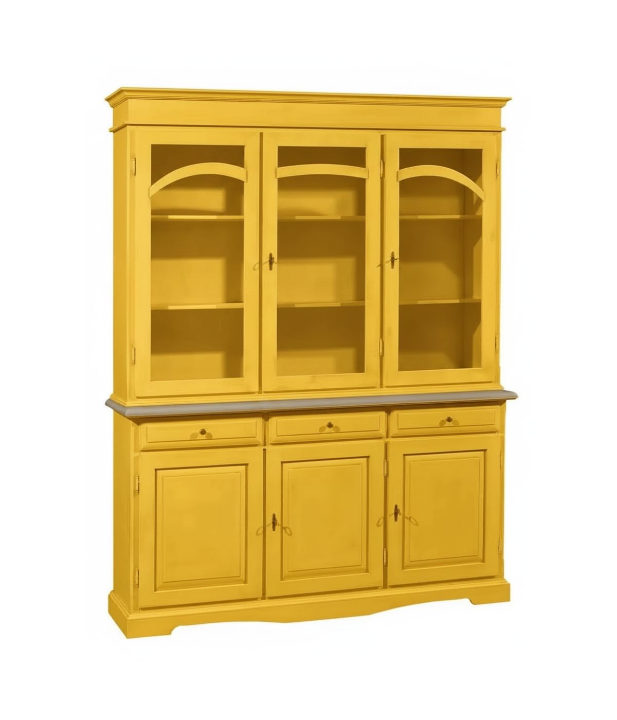 CRISTALLIERA 3 ANTE LEGNO LACCATO GIALLO 156X42X205