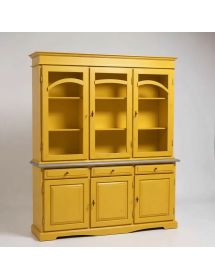 CRISTALLIERA 3 ANTE LEGNO LACCATO GIALLO 156X42X205