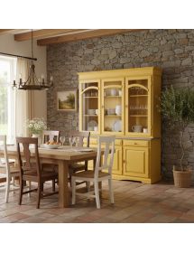 CRISTALLIERA 3 ANTE LEGNO LACCATO GIALLO 156X42X205