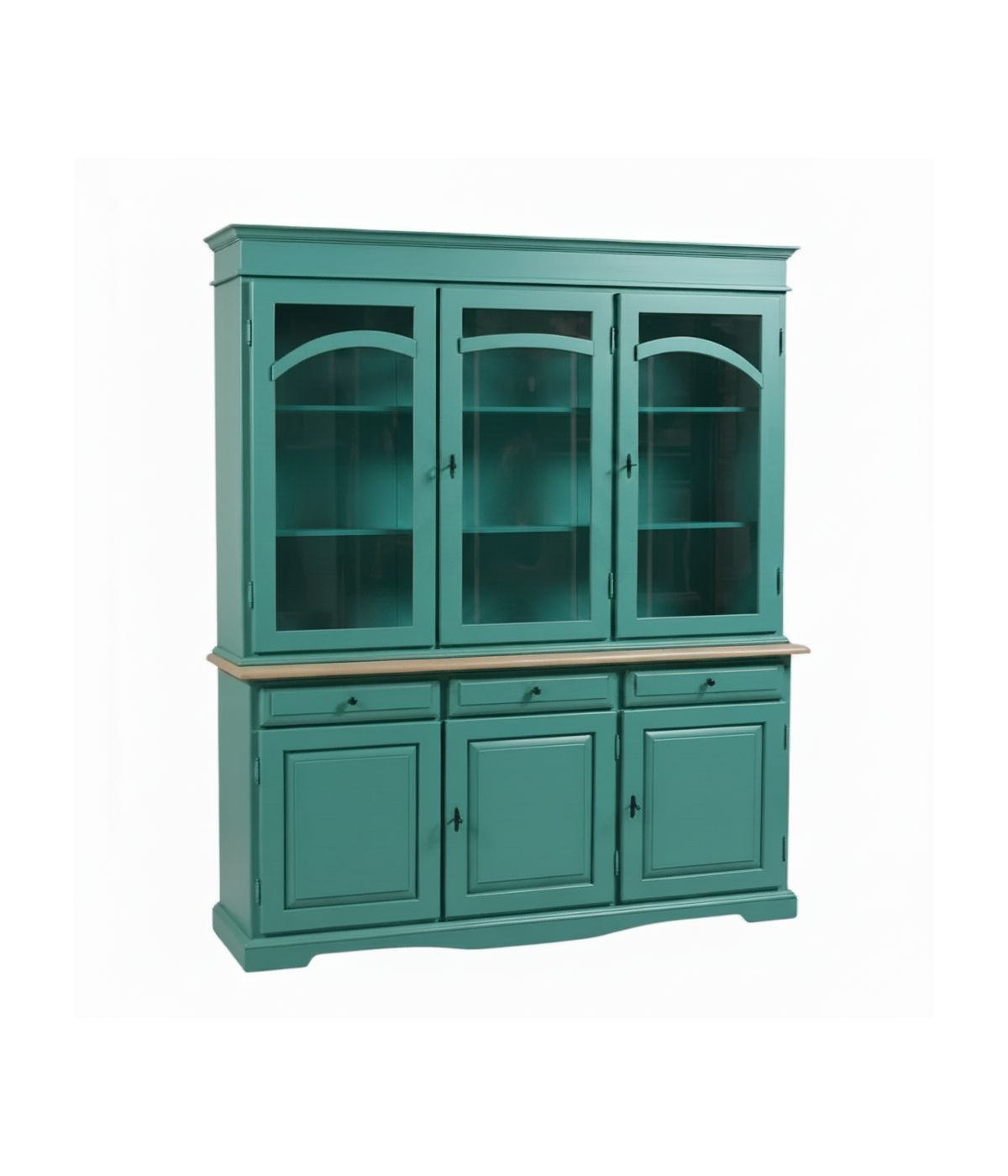 CRISTALLIERA 3 ANTE LEGNO LACCATO VERDE 156x42x205