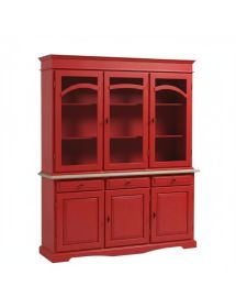 CRISTALLIERA 3 ANTE LEGNO LACCATO ROSSO 156X42X205
