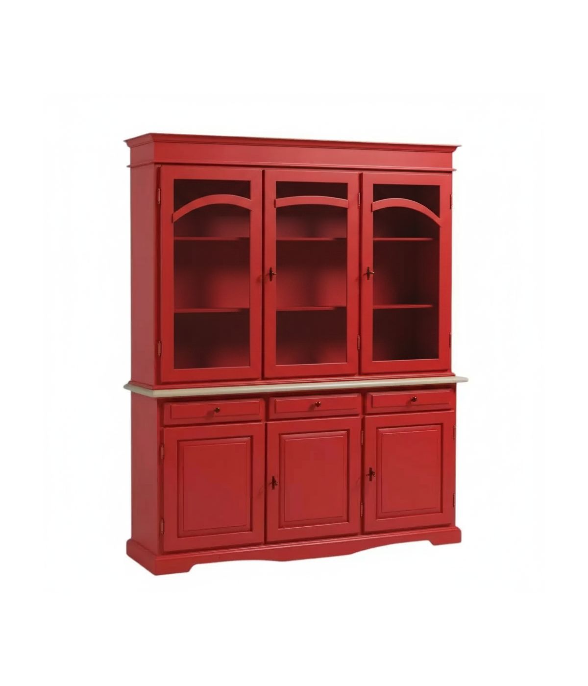 CRISTALLIERA 3 ANTE LEGNO LACCATO ROSSO 156X42X205