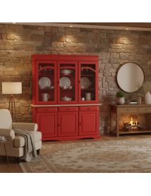 CRISTALLIERA 3 ANTE LEGNO LACCATO ROSSO 156X42X205