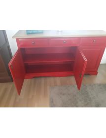 CRISTALLIERA 3 ANTE LEGNO LACCATO ROSSO 156X42X205