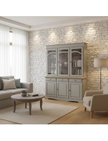 CRISTALLIERA 3 ANTE LEGNO LACCATO TORTORA 156x42x205
