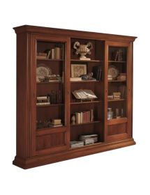 LIBRERIA STUDIO CLASSICO IN LEGNO TINTA NOCE 280x47x240