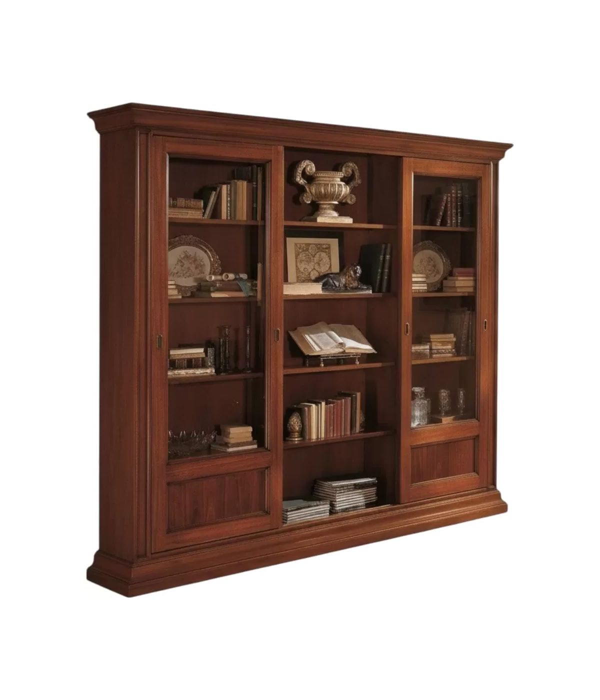 LIBRERIA STUDIO CLASSICO IN LEGNO TINTA NOCE 280x47x240
