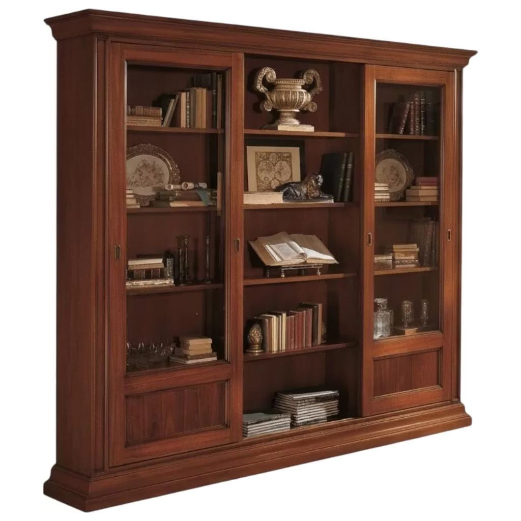 LIBRERIA STUDIO CLASSICO IN LEGNO TINTA NOCE 280x47x240
