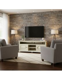 Mobile porta tv goccia legno shabby avorio anticato 170x46x69
