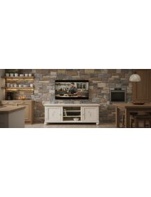PORTA TV CLASSICO 2 ANTE LEGNO AVORIO PATINATO DECORATO 160X46X56
