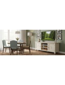 PORTA TV CLASSICO 2 ANTE LEGNO AVORIO PATINATO DECORATO 160X46X56