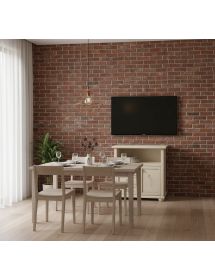 PORTA TV CLASSICO 1 ANTA 3 CASSETTI LEGNO AVORIO PATINATO DECORATO 84X40,5X80,5