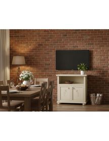 PORTA TV CLASSICO 2 ANTE IN LEGNO AVORIO PATINATO DECORATO 84X40,5X80,5
