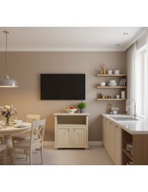 PORTA TV CLASSICO 2 ANTE IN LEGNO AVORIO PATINATO DECORATO 84X40,5X80,5