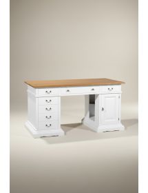 Scrivania 7 cassetti 1 porta shabby legno bicolore 160x80x85